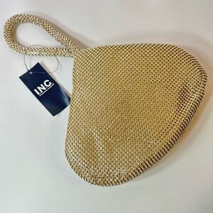 NEW I.N.C. International Concepts Doris Sparkle Mesh Pouch Gold